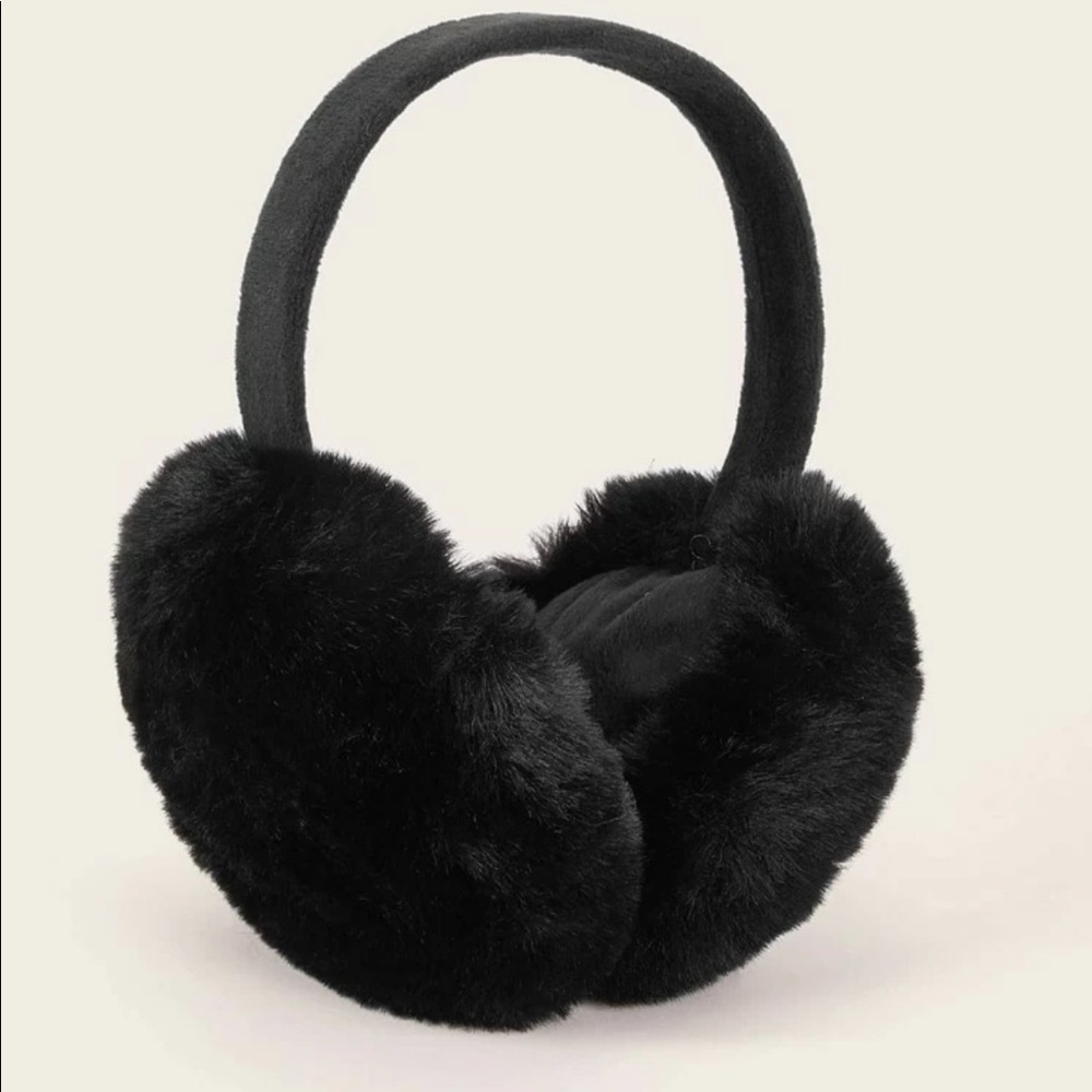 Fuzzy black ear muff warmers headband